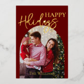 パーソナライズされたChristmas Photo金ゴールド 箔シーズンカード (正面)