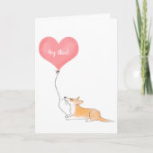 パーソナライズされたcorgi & balloon i love you card カード (正面)