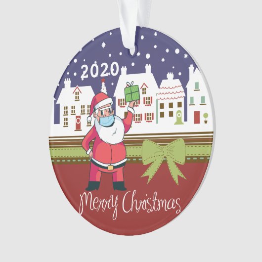 パーソナライズされたCOVIDクリスマスツおもしろいリーカスタマイズ オーナメント (正面)