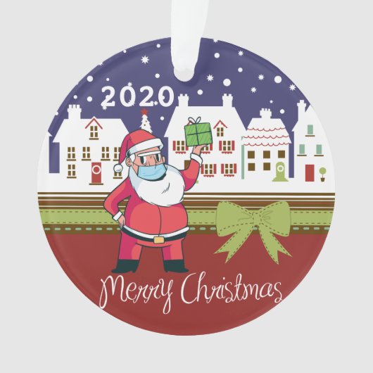 パーソナライズされたCOVIDクリスマスツおもしろいリーカスタマイズ オーナメント (正面)
