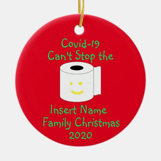 パーソナライズされたCovid-19はクリスマスでストップきない セラミックオーナメント (正面)