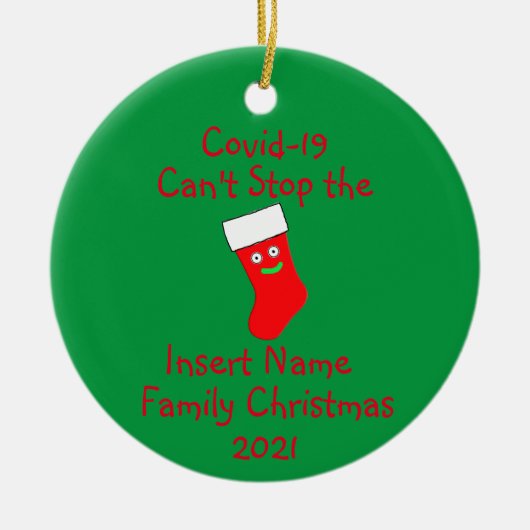 パーソナライズされたCovid-19はクリスマス用セストップラミックスができない セラミックオーナメント (正面)