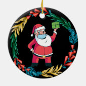 パーソナライズされたCOVID 2020クリスマス私たちは家にいた セラミックオーナメント (裏面)