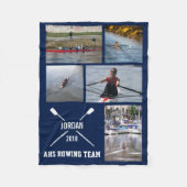 パーソナライズされたCrew Rowing Photo Collageチーム名 フリースブランケット (正面)