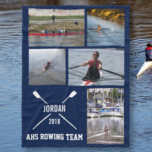 パーソナライズされたCrew Rowing Photo Collageチーム名 フリースブランケット