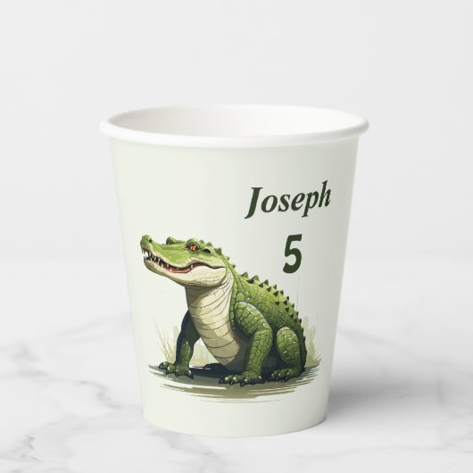 パーソナライズされたCrocodile – 名前と年齢の追加 紙コップ (正面)