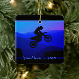 パーソナライズされたDirt Bike Motocrossクリスマス セラミックオーナメント