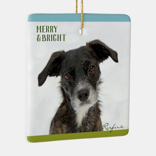 パーソナライズされたDog最高のまたはPuppy Photo写真名 セラミックオーナメント (右)