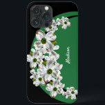パーソナライズされたDogwood Blossom iPhoneケース iPhone 13 Pro Maxケース<br><div class="desc">緑と黒のトリミングとハナミズキの花を特徴かわいらしとする、この素敵な電話ケースであなたのiPhoneをドレスアップ。お客様のショッピング・カートに入れる前に、お客様の名前でカスタマイズする。</div>