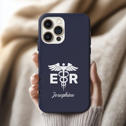 パーソナライズされたER看護師の携帯ケース ケドゥケウスシンボル iPhoneケース