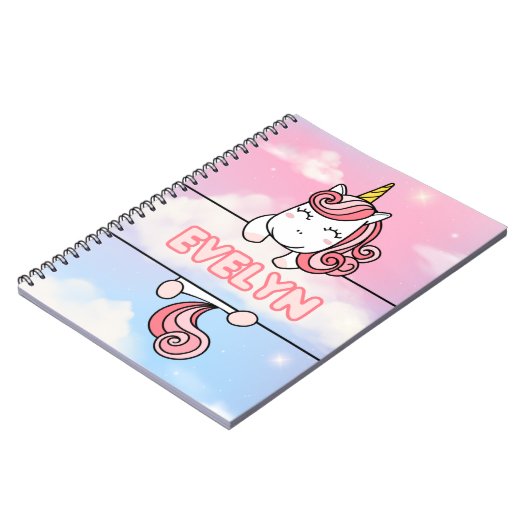 パーソナライズされたEvelyn Unicornノート女の子らしブック ノートブック (左側)