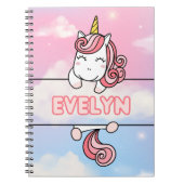 パーソナライズされたEvelyn Unicornノート女の子らしブック ノートブック (正面)
