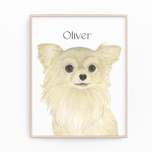 パーソナライズされたFawn Tan Long Fed Chihuahua Art フォトプリント