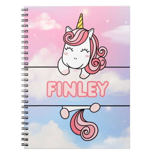 パーソナライズされたFinley Unicornノートブ女の子らしック ノートブック (正面)