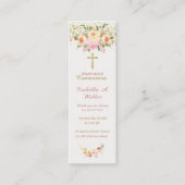 パーソナライズされたFirst Communionピンク祈りの言葉カード スキニー名刺 (正面)