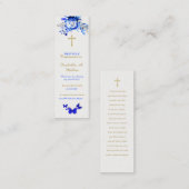 パーソナライズされたFirst Communion Blue祈りの言葉カード スキニー名刺 (正面/裏面)