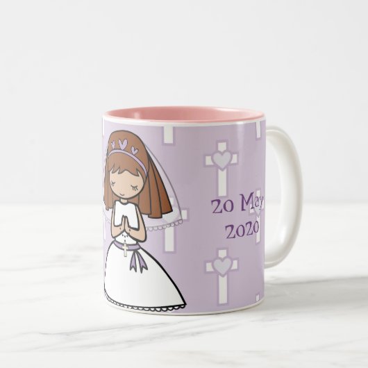 パーソナライズされたFirst Communion Day Girl name mug ツートーンマグカップ (正面右)