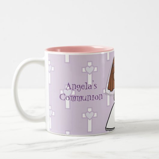 パーソナライズされたFirst Communion Day Girl name mug ツートーンマグカップ (左)
