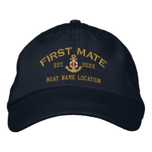 パーソナライズされたFirst Mate YEARとNames Lifesaver 刺繍入りキャップ