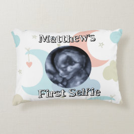 パーソナライズされたFirst Selfie Ultrasound Photo & Name アクセントクッション