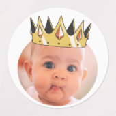 パーソナライズされたfoto顔パーティー帽子顔 ラベル (デザイン2)