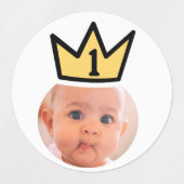 パーソナライズされたfoto顔パーティー帽子顔 ラベル (デザイン1)