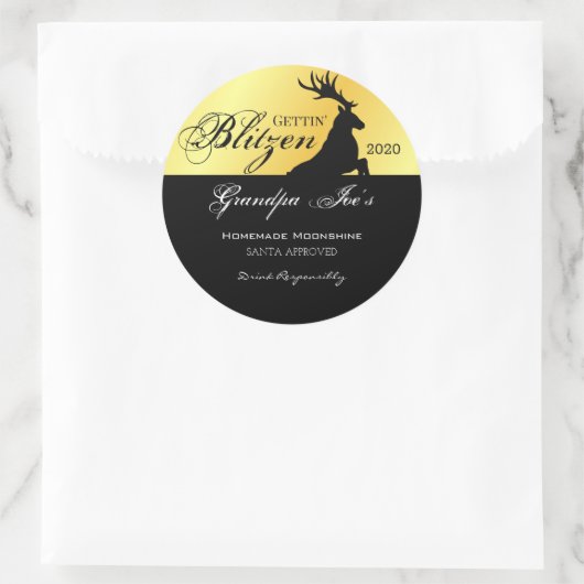 "パーソナライズされたGettin Blitzen"ホリデームーンシャインC ラウンドシール (バッグ)