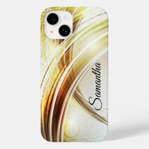 パーソナライズされたGlamケース – メイトと金ゴールドメタルの外観 Case-Mate iPhone 14ケース
