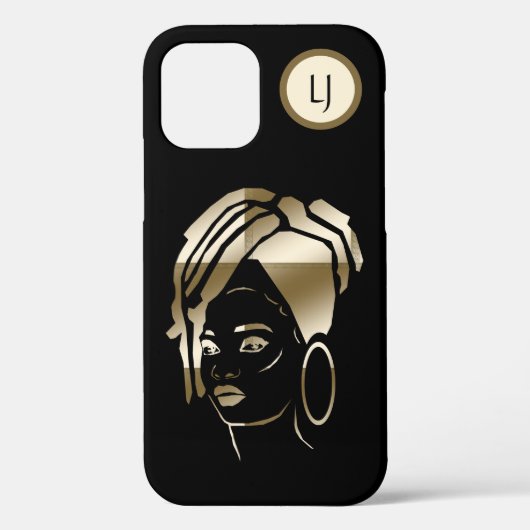 パーソナライズされたGld/Blk African Queen iPhoneケース Case-Mate iPhoneケース (裏面)