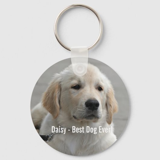 パーソナライズされたGolden Retriever Dogの写真と名前 キーホルダー (正面)