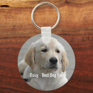 パーソナライズされたGolden Retriever Dogの写真と名前 キーホルダー