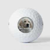 パーソナライズされたGolden Retriever Dogの写真と名前 ゴルフボール (正面)