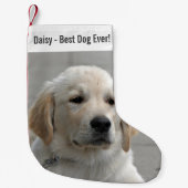 パーソナライズされたGolden Retriever Dogの写真と名前 スモールクリスマスストッキング (正面)