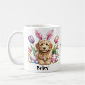 パーソナライズされたGoldendodle Easter Bunny/春マグ コーヒーマグカップ (左)