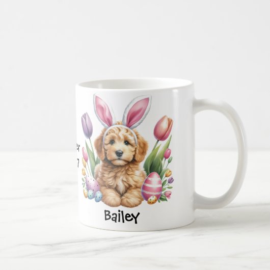 パーソナライズされたGoldendodle Easter Bunny/春マグ コーヒーマグカップ (右)