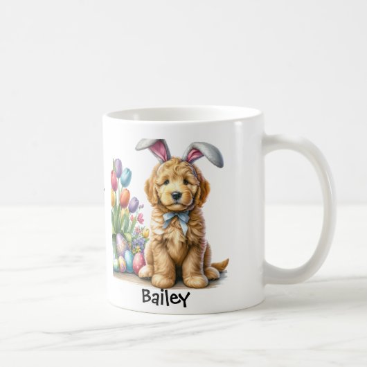 パーソナライズされたGoldendodle Easter Bunny/春マグ コーヒーマグカップ (右)