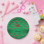 パーソナライズされたgorilla green candy bowsと名付ける ペーパープレート (パーティー)