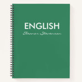 パーソナライズされたGreen English Class Schoolノート ノートブック (正面)