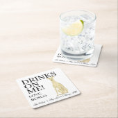 パーソナライズされたGreyhound Dogの結婚子犬 スクエアペーパーコースター (インサイチュ)