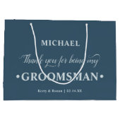 パーソナライズされたGroomsman Blue Thank You ラージペーパーバッグ (裏面)