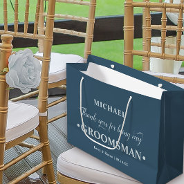 パーソナライズされたGroomsman Blue Thank You ラージペーパーバッグ