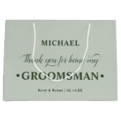 パーソナライズされたGroomsman Green Thank You ラージペーパーバッグ (正面)