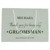パーソナライズされたGroomsman Green Thank You ラージペーパーバッグ (裏面)