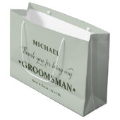 パーソナライズされたGroomsman Green Thank You ラージペーパーバッグ (正面アングル)