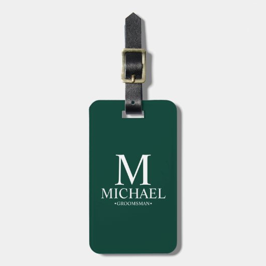 パーソナライズされたGroomsman Name and Monogram ラゲッジタグ (正面縦)