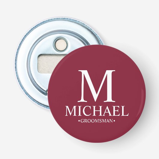 パーソナライズされたGroomsman Name and Monogram 栓抜き (正面)