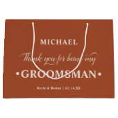 パーソナライズされたGroomsman Terracotta Thank You ラージペーパーバッグ (正面)