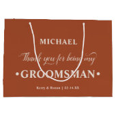 パーソナライズされたGroomsman Terracotta Thank You ラージペーパーバッグ (裏面)