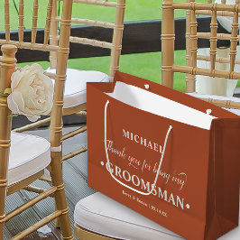 パーソナライズされたGroomsman Terracotta Thank You ラージペーパーバッグ
