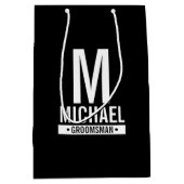 パーソナライズされたGroomsman's Monogram and Name Medium ミディアムペーパーバッグ (正面)